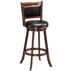 Giantex Accent Wooden Swivel Back Counter Height Bar Stool, Fabric Upholstered Design kitchen barstool, adjustable bar stool