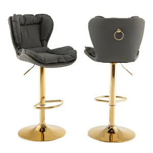 Giantex Adjustable Bar Stool Set of 2, PU Leather Bar Chairs with Padded Seat kitchen barstool, adjustable bar stool