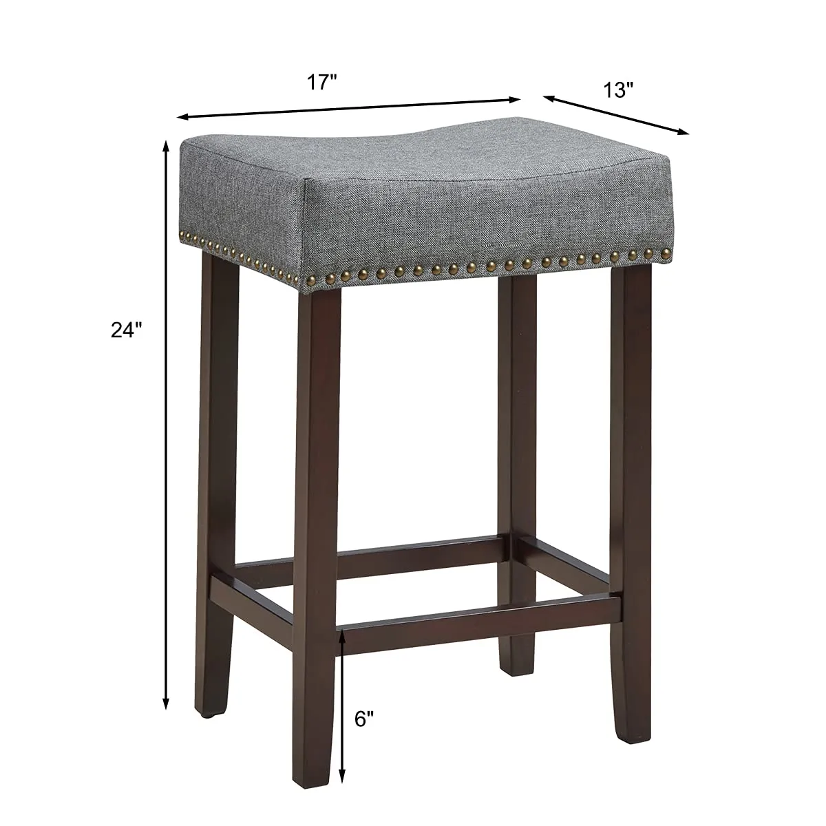 Giantex Backless Counter Height Stools with Brass Nail Head Studs