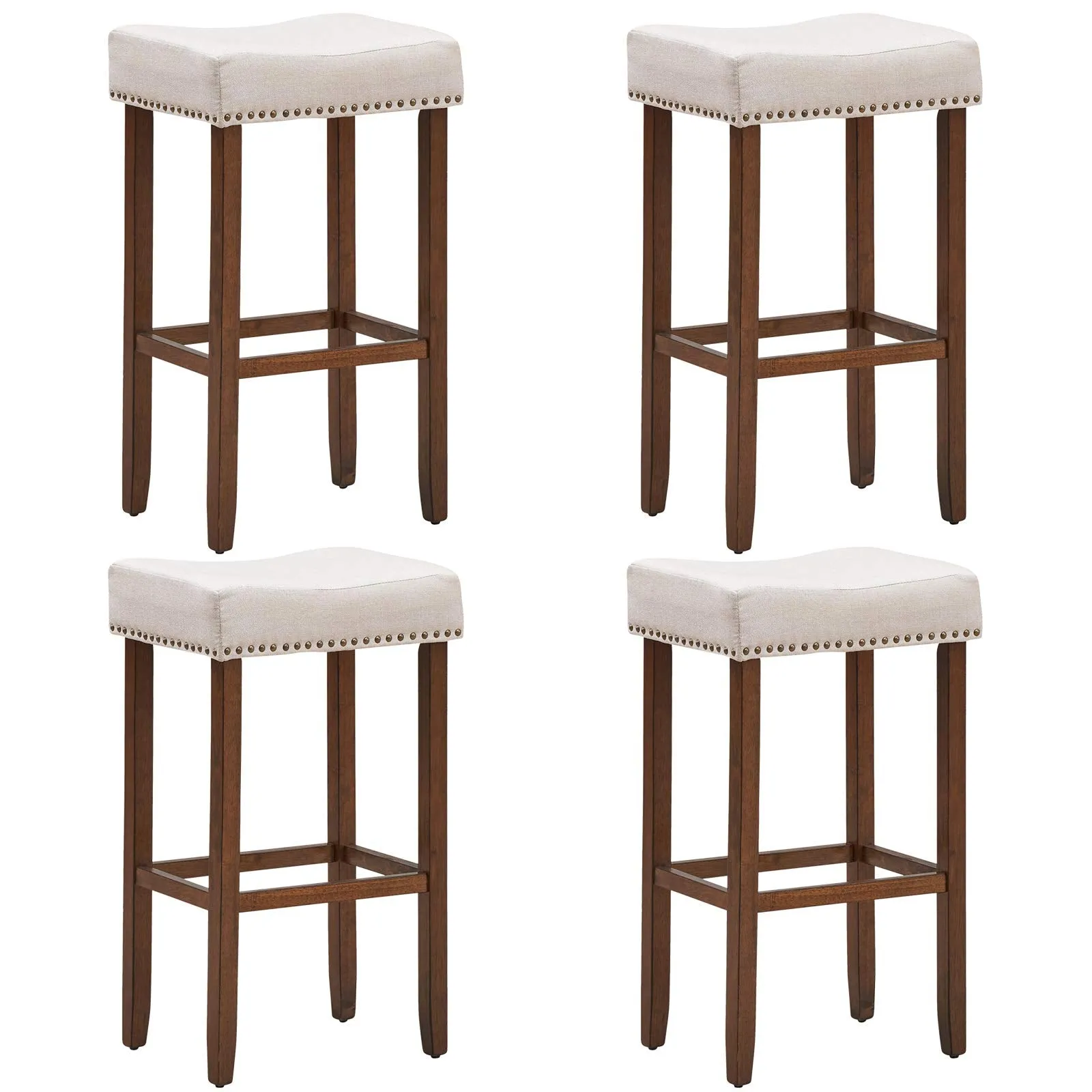 Giantex Backless Counter Height Stools with Brass Nail Head Studs