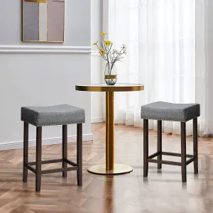 Giantex Backless Counter Height Stools with Brass Nail Head Studs kitchen barstool, adjustable bar stool