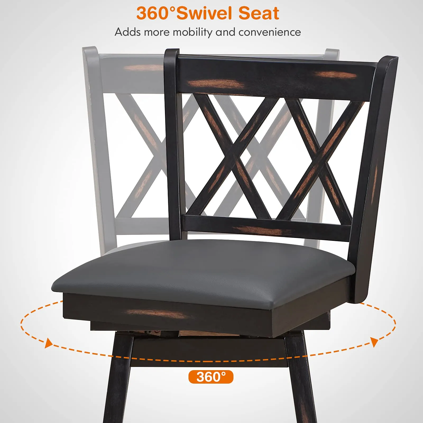 Giantex Bar Stool with Foot Rest Upholstered Cushion & Ergonomic Backrest