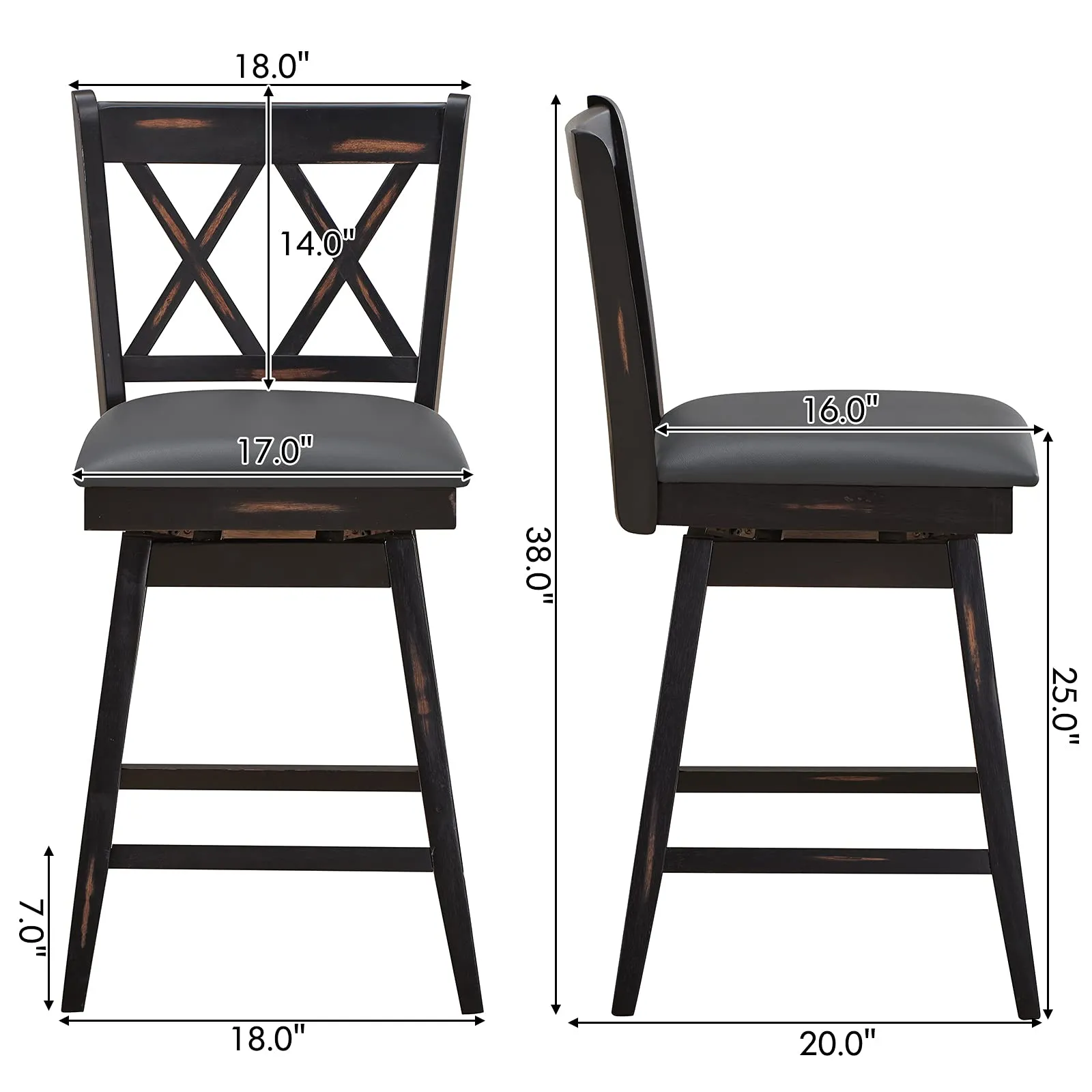Giantex Bar Stool with Foot Rest Upholstered Cushion & Ergonomic Backrest