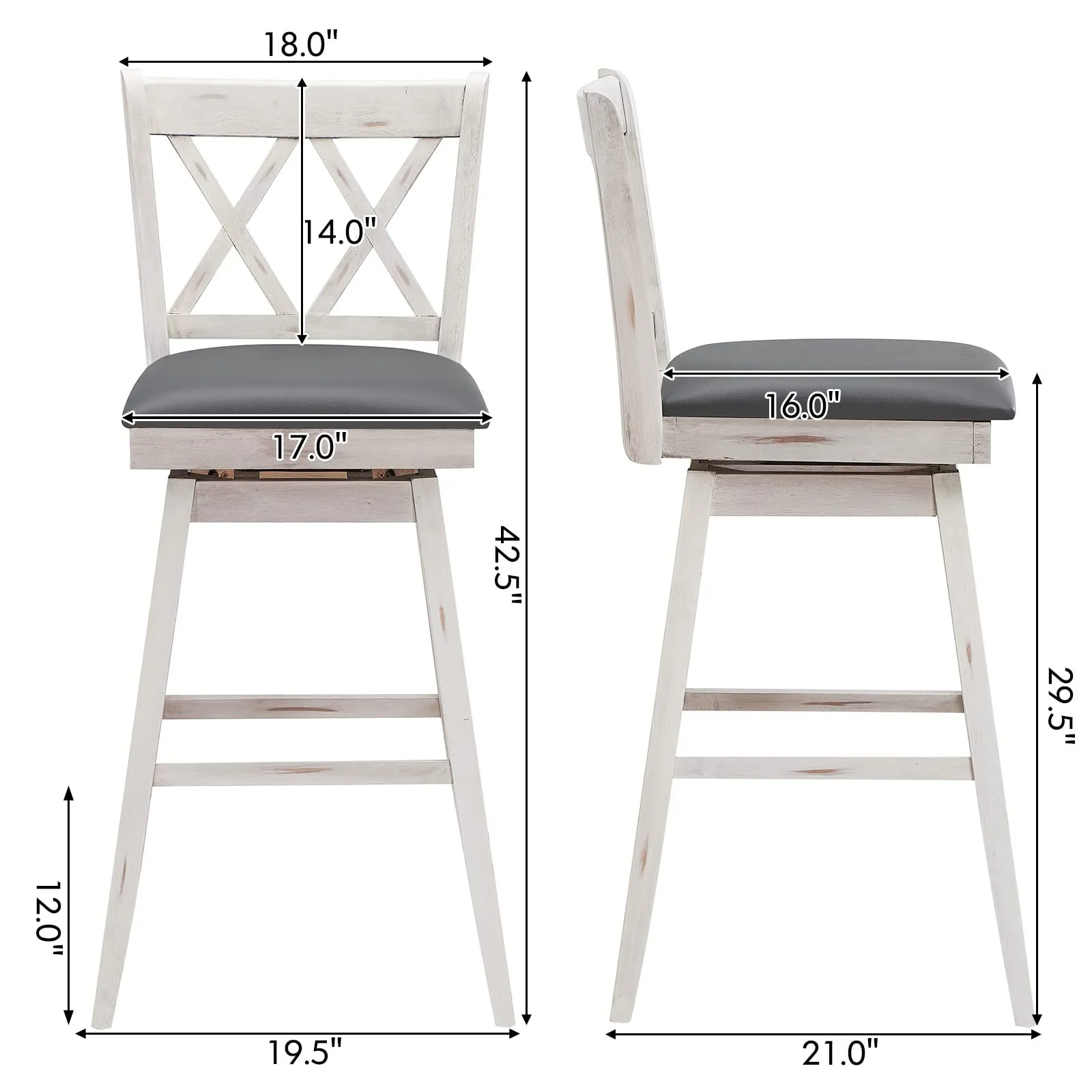 Giantex Bar Stool with Foot Rest Upholstered Cushion & Ergonomic Backrest