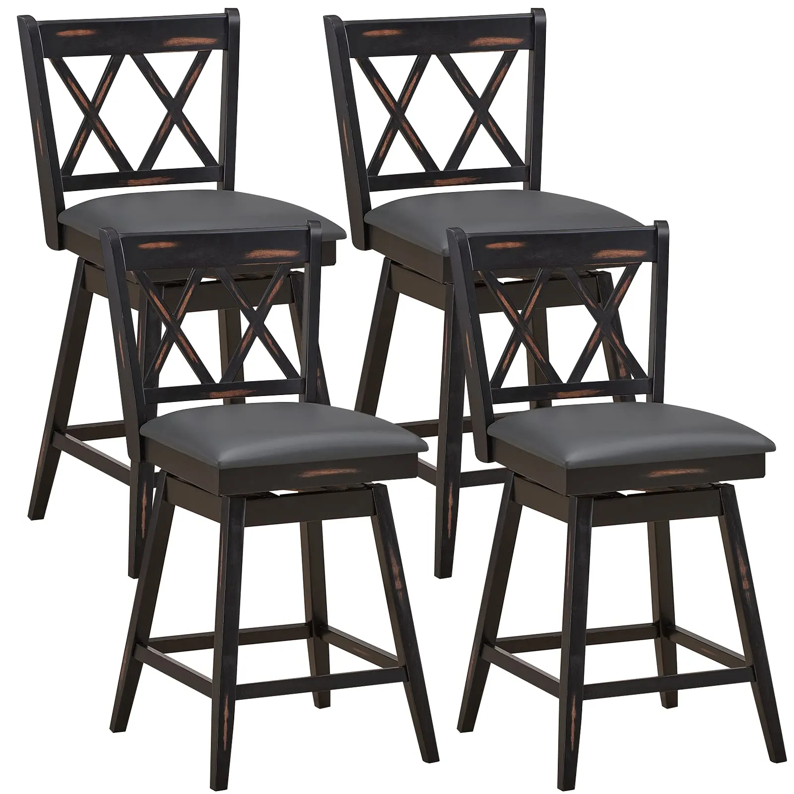 Giantex Bar Stool with Foot Rest Upholstered Cushion & Ergonomic Backrest