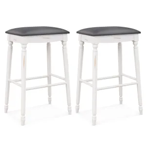 Giantex Bar Stools, 29"/24" Bar Height Saddle Stools w/Padded Seat, Rubber Wood Legs, Footrests & Antiqued Surface kitchen barstool, adjustable bar stool