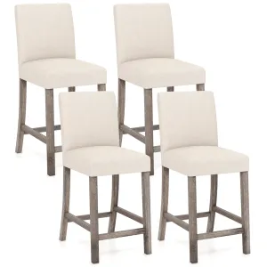 Giantex Bar Stools Counter Height, 24.5" Modern Fabric Bar Chairs with Back, Footrest & Solid Wood Legs set of dining chairs, wooden chairs
