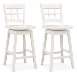 Giantex Bar Stools, Farmhouse Swivel Barstools with 6-Grid Hollow Back & Ergonomic Contoured Seat set of dining chairs, wooden chairs