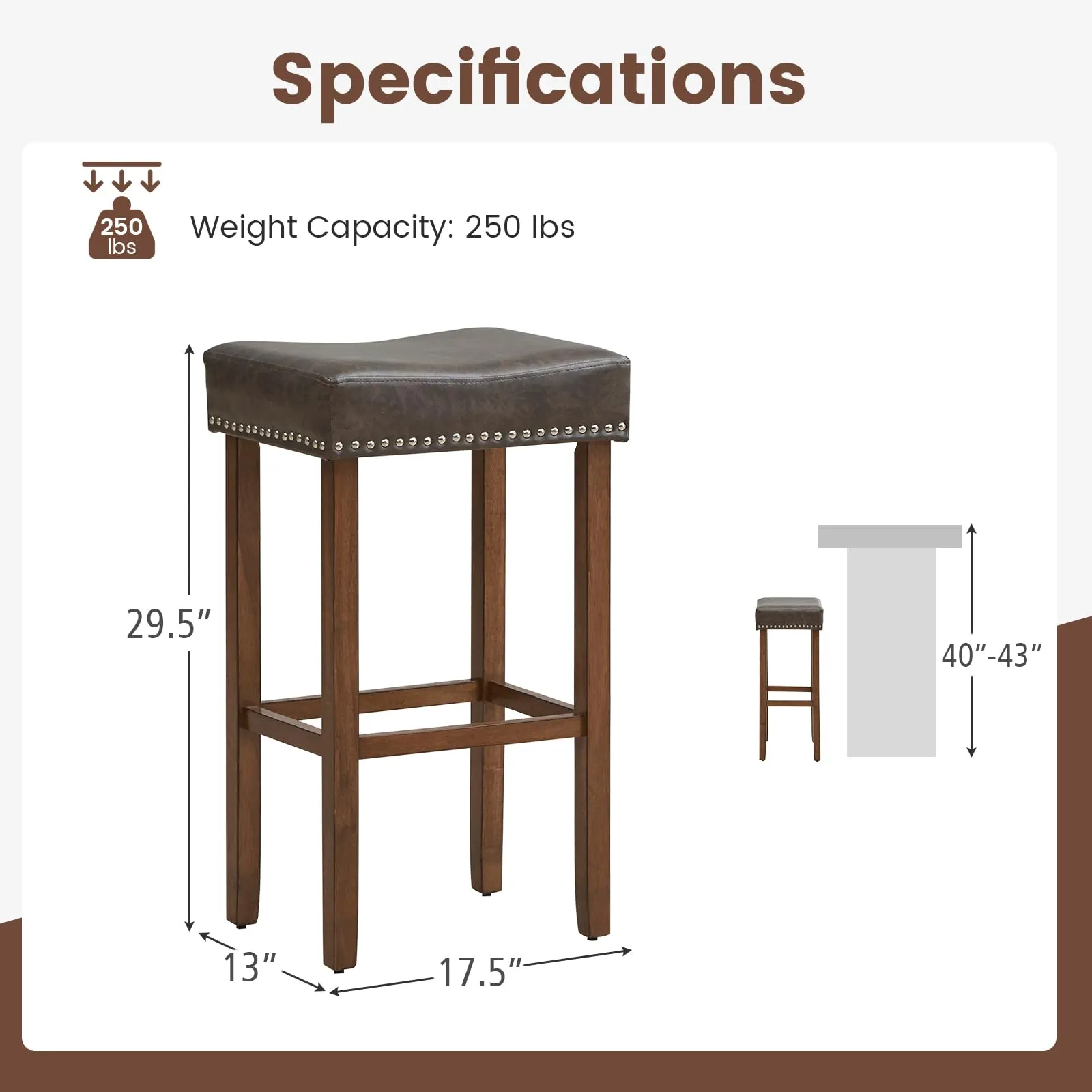 Giantex Bar Stools, Saddle-Shaped Kitchen Stools, PU Leather Bar Height Saddle Stools w/Footrests