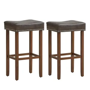 Giantex Bar Stools, Saddle-Shaped Kitchen Stools, PU Leather Bar Height Saddle Stools w/Footrests kitchen barstool, adjustable bar stool
