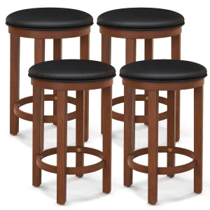 Giantex Bar Stools Set, 25-Inch Counter Height Stools with Round Seat, Footrest, Wooden Frame set of dining chairs, wooden chairs