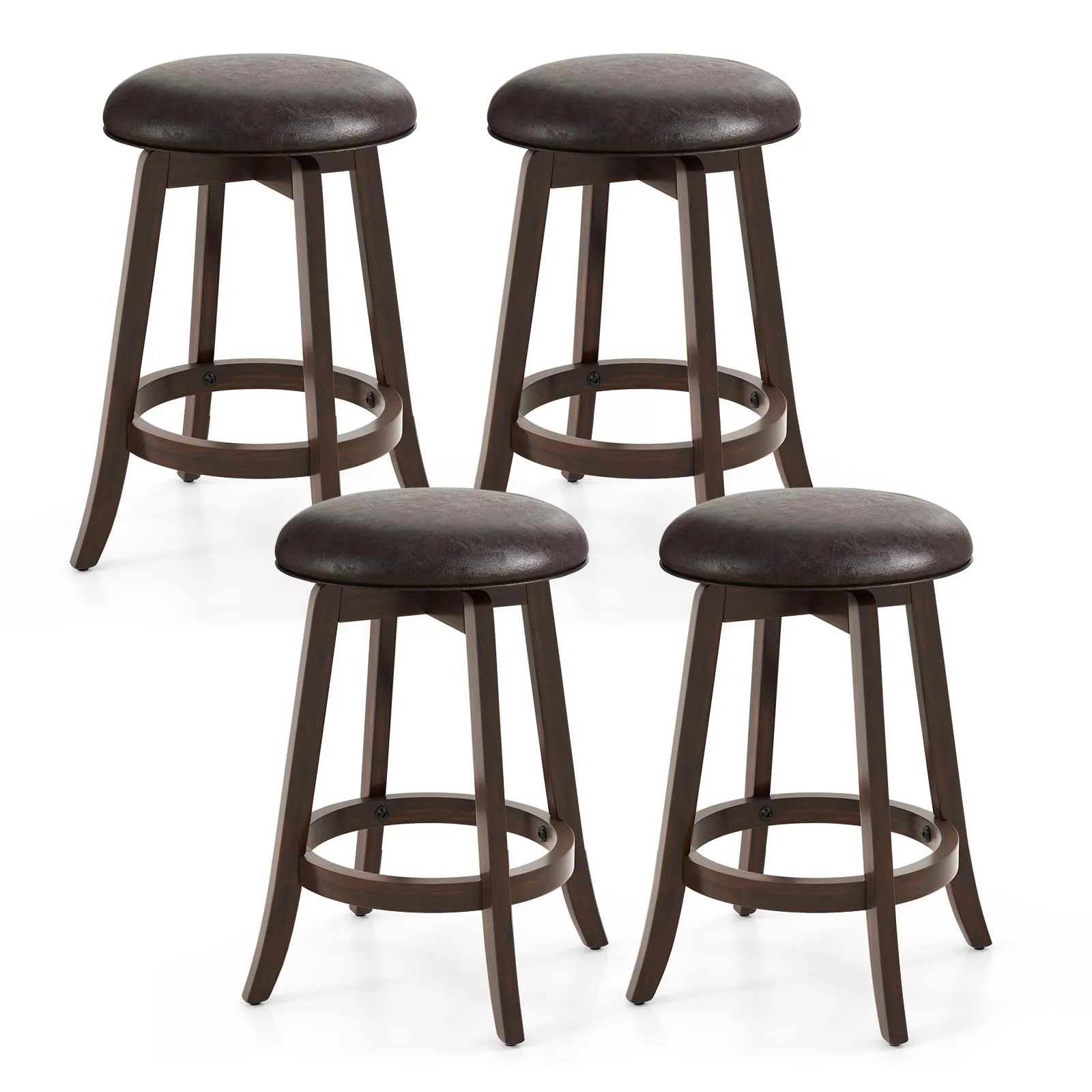 Giantex Bar Stools Set 29"/ 24"  Bar Height Bar Stools w/ 360 Swivel Round Seat & Footrest