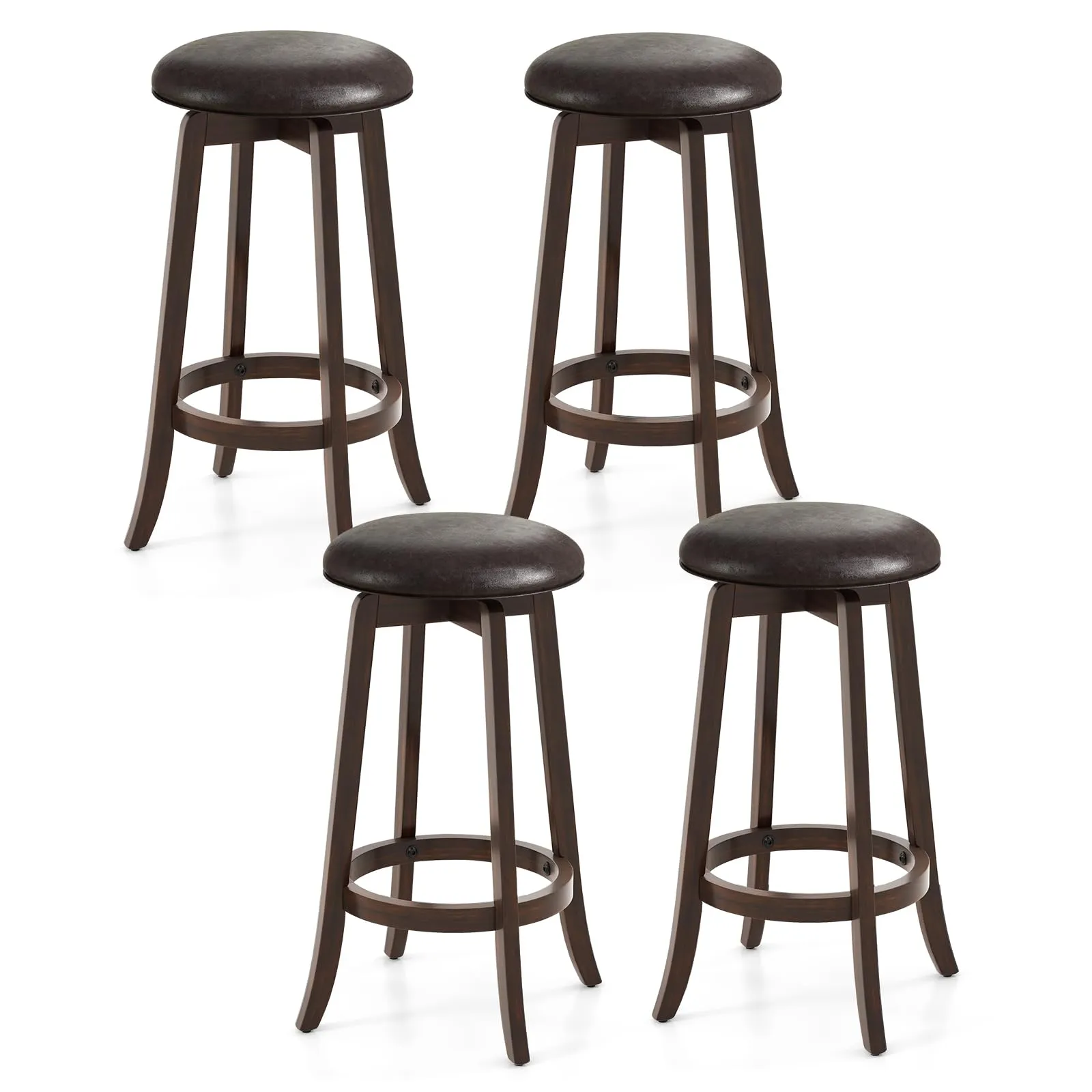 Giantex Bar Stools Set 29"/ 24"  Bar Height Bar Stools w/ 360 Swivel Round Seat & Footrest