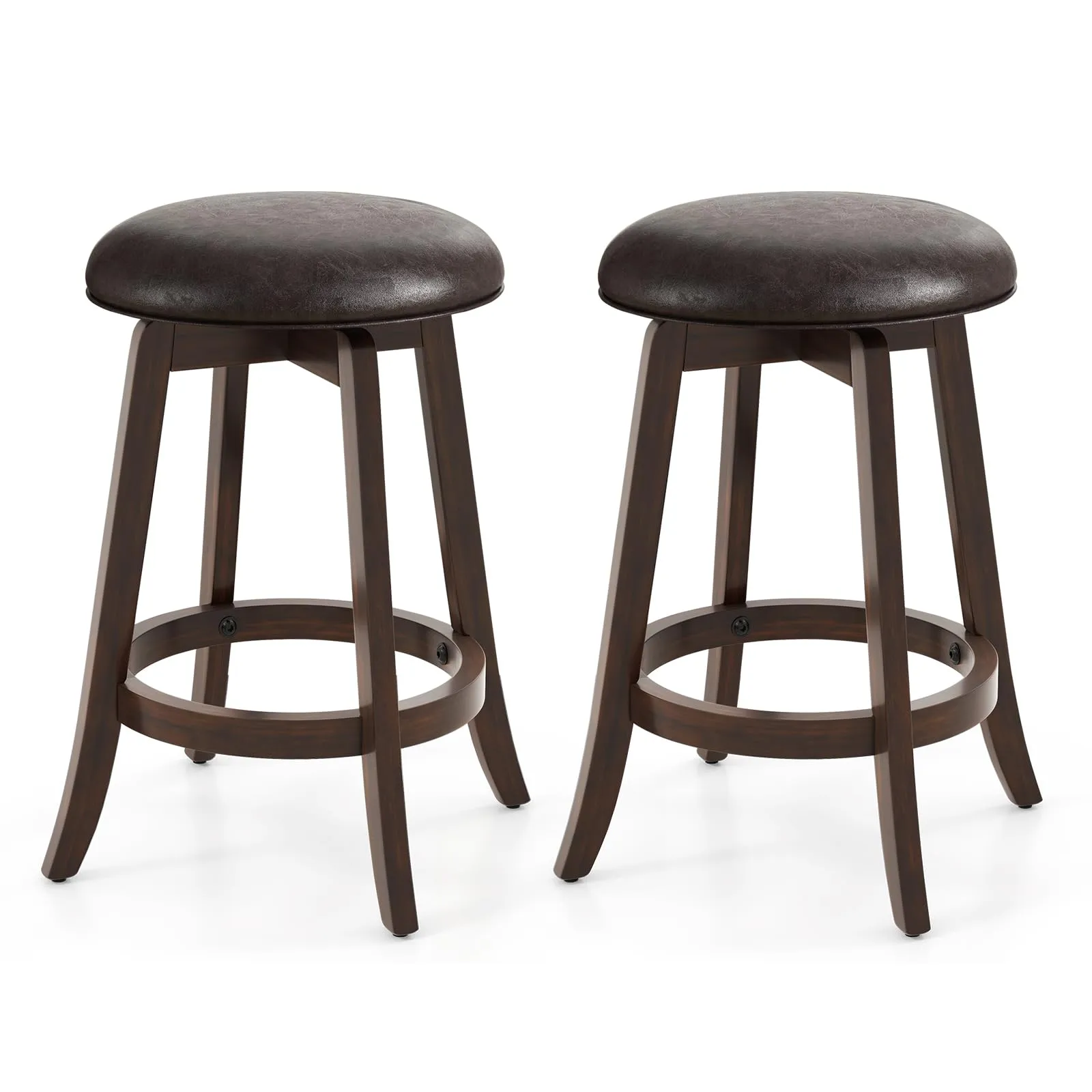 Giantex Bar Stools Set 29"/ 24"  Bar Height Bar Stools w/ 360 Swivel Round Seat & Footrest