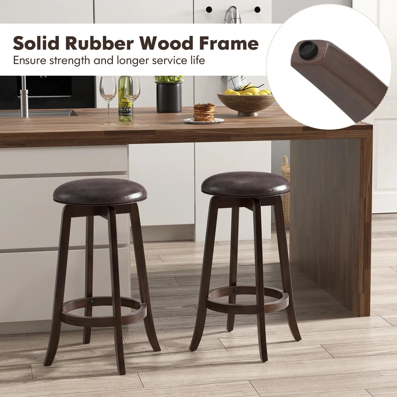 Giantex Bar Stools Set 29"/ 24"  Bar Height Bar Stools w/ 360 Swivel Round Seat & Footrest