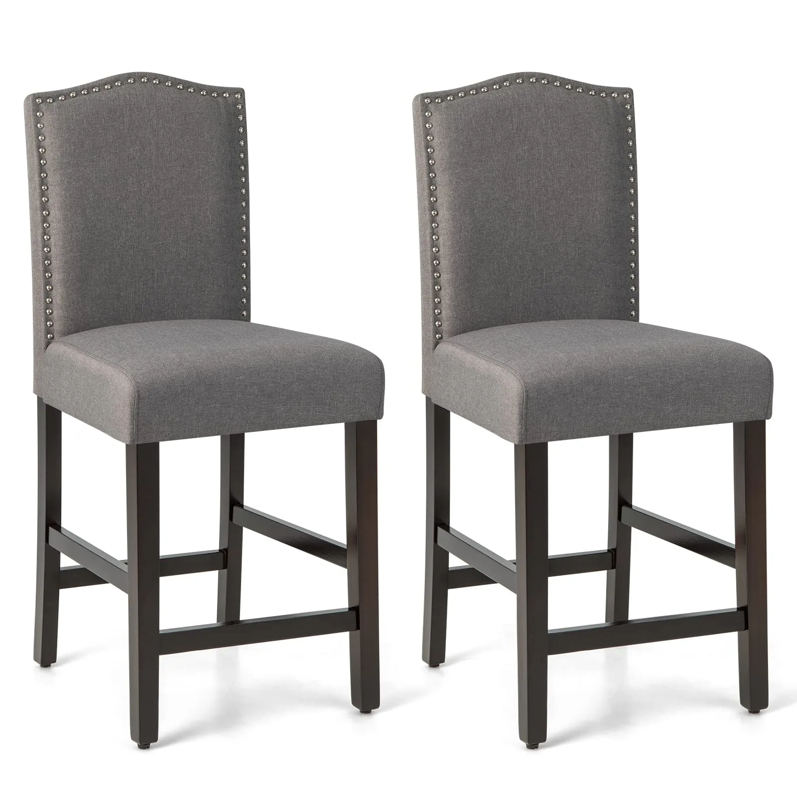 Giantex Bar Stools Set of 2, 25" Counter Height Bar Dining Chairs with Rubber Wood Legs kitchen barstool, adjustable bar stool