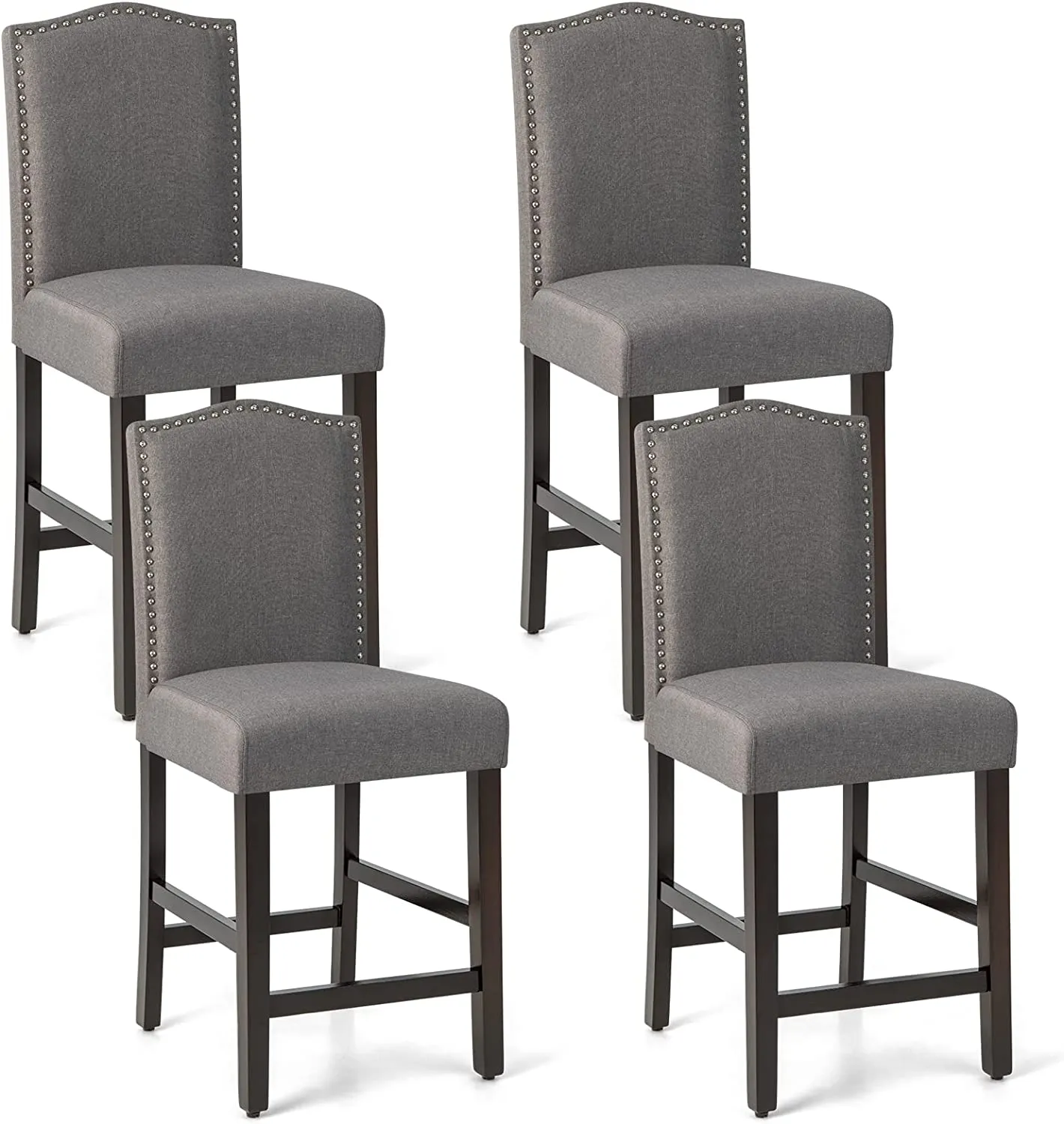 Giantex Bar Stools Set of 2, 25" Counter Height Bar Dining Chairs with Rubber Wood Legs