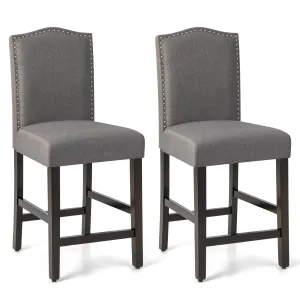 Giantex Bar Stools Set of 2, 25" Counter Height Bar Dining Chairs with Rubber Wood Legs kitchen barstool, adjustable bar stool