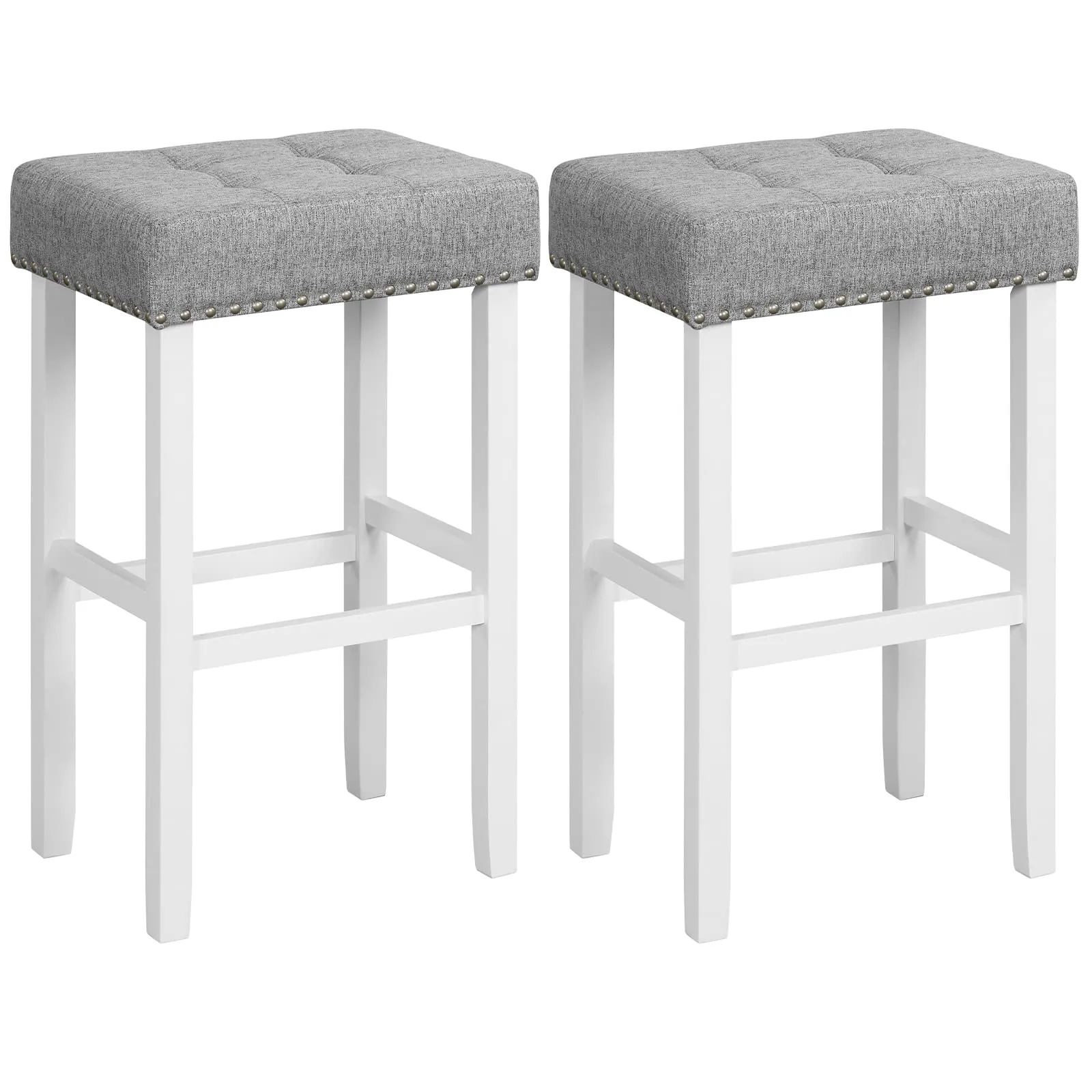 Giantex Bar Stools Set of 2-29" Bar Height Backless Barstools with Nailhead Linen Foam Seat kitchen barstool, adjustable bar stool