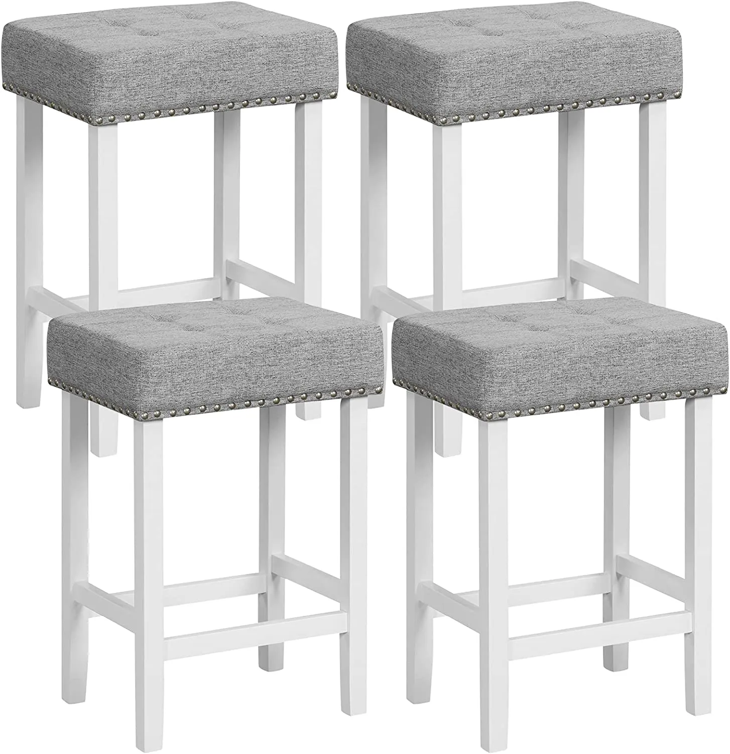 Giantex Bar Stools Set of 2-29" Bar Height Backless Barstools with Nailhead Linen Foam Seat