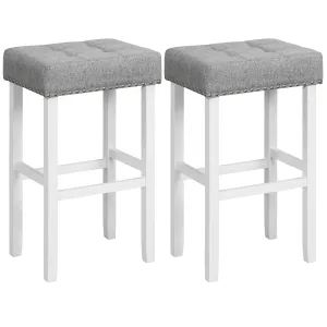 Giantex Bar Stools Set of 2-29" Bar Height Backless Barstools with Nailhead Linen Foam Seat kitchen barstool, adjustable bar stool