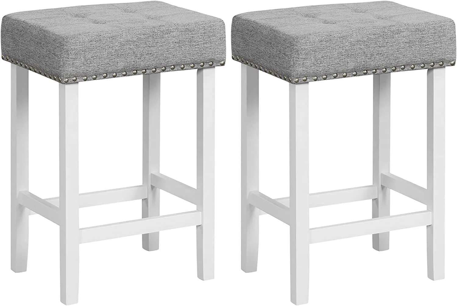 Giantex Bar Stools Set of 2-29" Bar Height Backless Barstools with Nailhead Linen Foam Seat