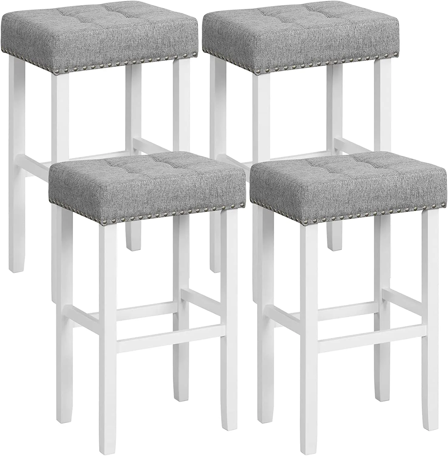Giantex Bar Stools Set of 2-29" Bar Height Backless Barstools with Nailhead Linen Foam Seat
