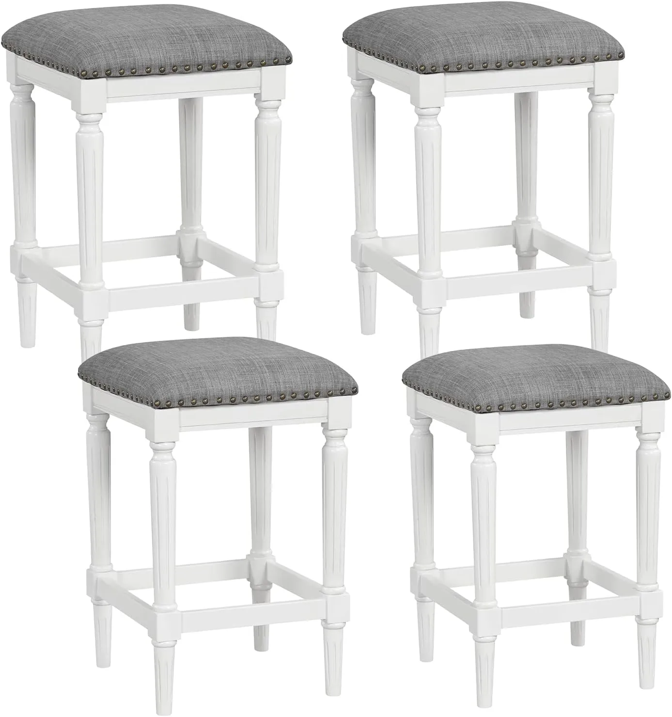 Giantex Bar Stools Set of 2, 3-Height Adjustable 19"/27"/31" Wood Barstools with Padded Seat