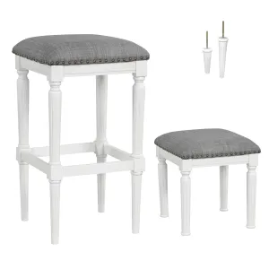 Giantex Bar Stools Set of 2, 3-Height Adjustable 19"/27"/31" Wood Barstools with Padded Seat kitchen barstool, adjustable bar stool