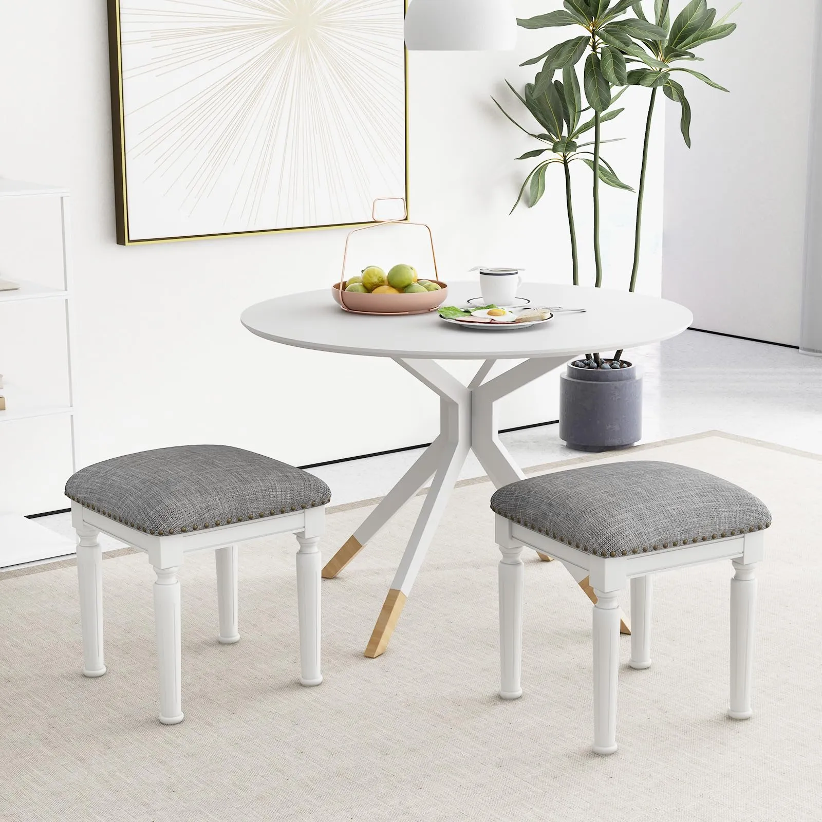 Giantex Bar Stools Set of 2, 3-Height Adjustable 19"/27"/31" Wood Barstools with Padded Seat