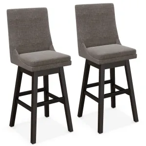 Giantex Bar Stools Set of 2, 30.5" Bar Height 360-degree Swivel Barstools with Rubber Wood Legs, Gray kitchen barstool, adjustable bar stool