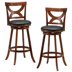 Giantex Bar Stools Set of 2, 30.5" Counter Height Bar Dining Chairs with Back & Footrest, Rubber Wood Frame kitchen barstool, adjustable bar stool
