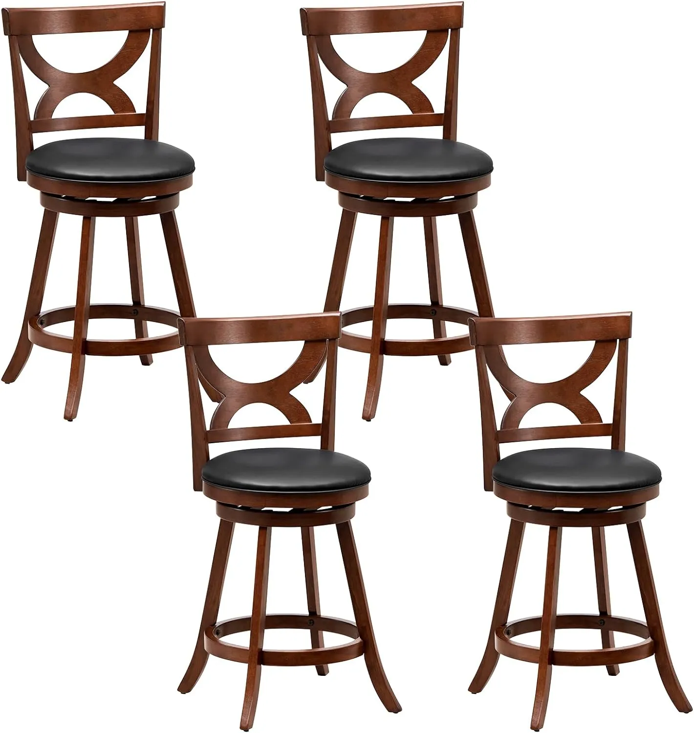 Giantex Bar Stools Set of 2, 30.5" Counter Height Bar Dining Chairs with Back & Footrest, Rubber Wood Frame