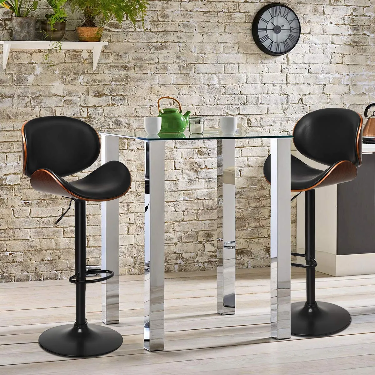 Giantex Bar Stools Set of 2, Adjustable Swivel Barstools with Back