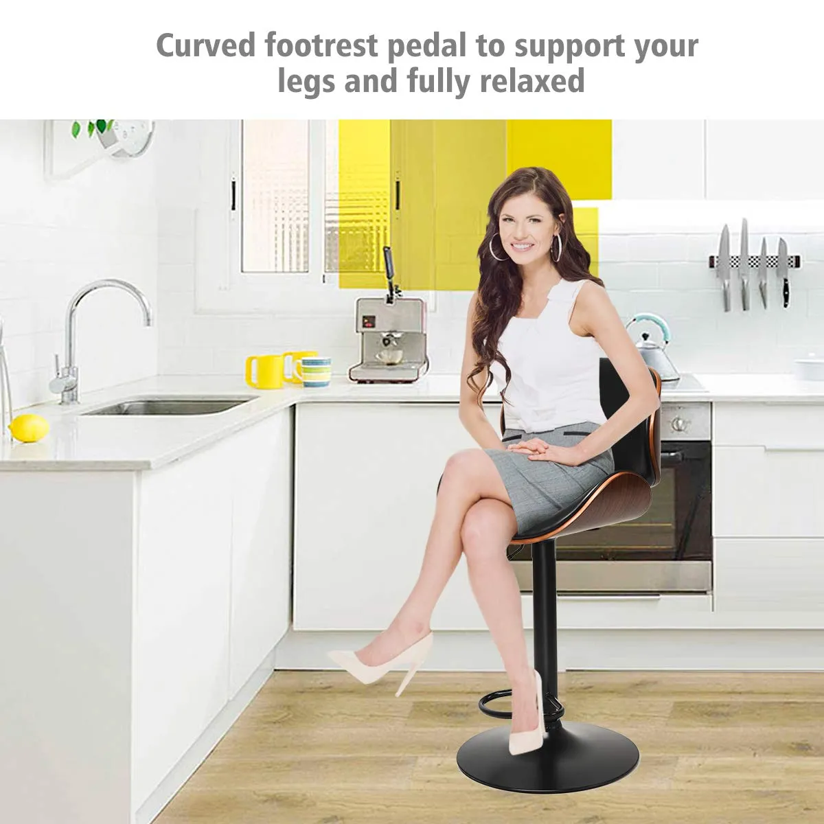 Giantex Bar Stools Set of 2, Adjustable Swivel Barstools with Back