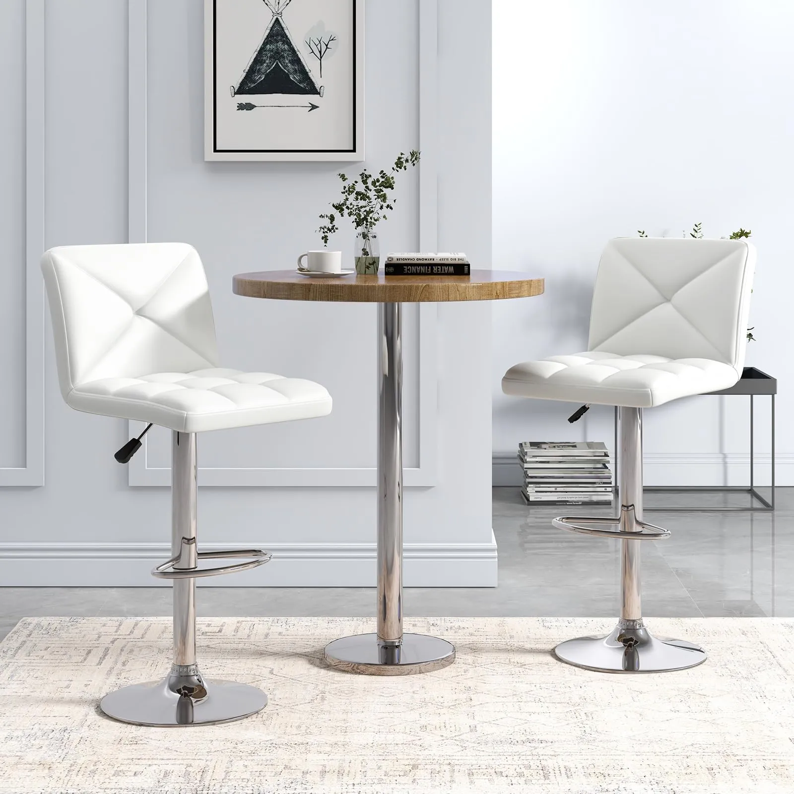 Giantex Bar Stools Set of 2/4, Modern PU Leather Swivel Counter Height Bar Stools with Back