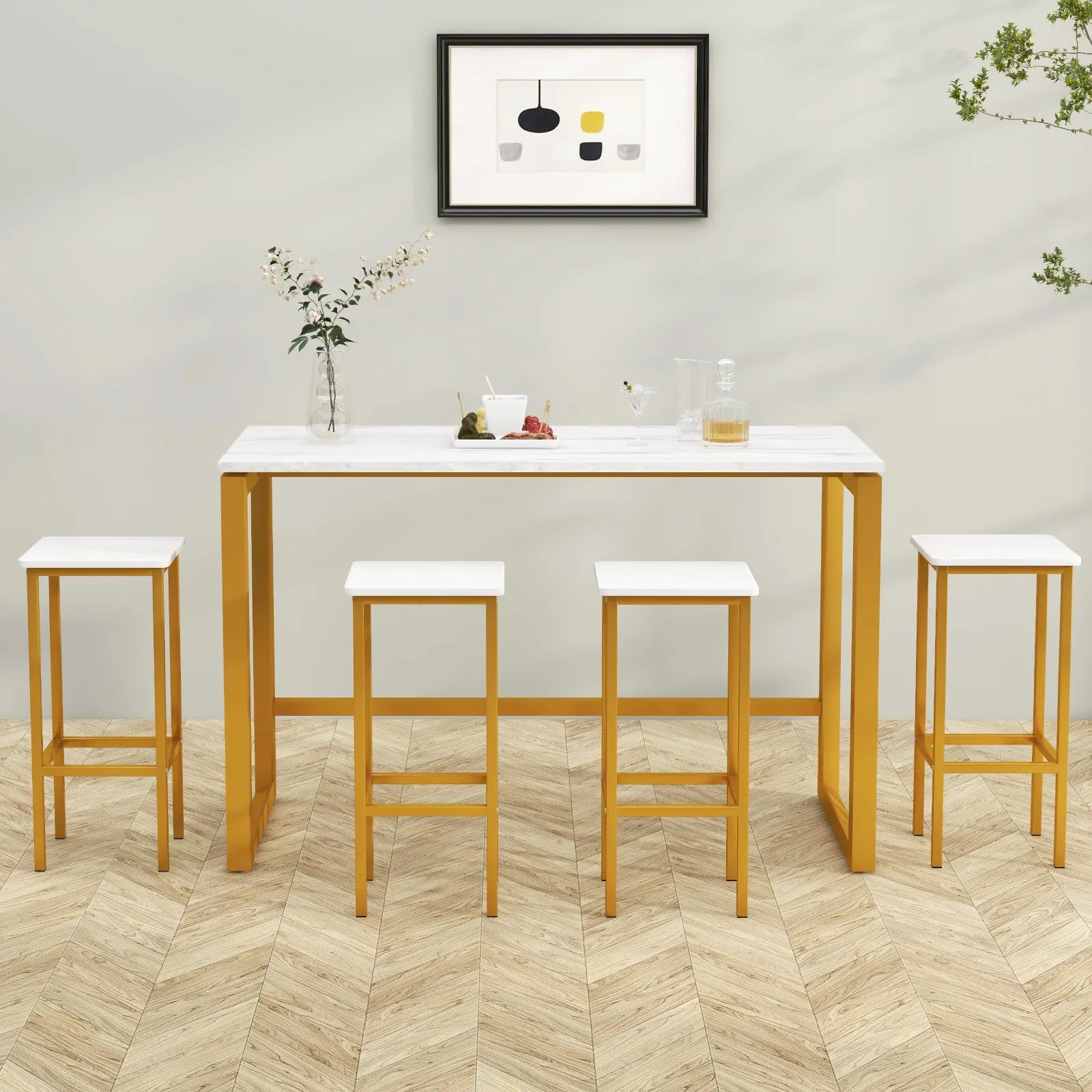 Giantex Bar Stools Set of 4, 26" Backless Barstools with Metal Legs & Footrest, Breakfast Bar Dining Chairs