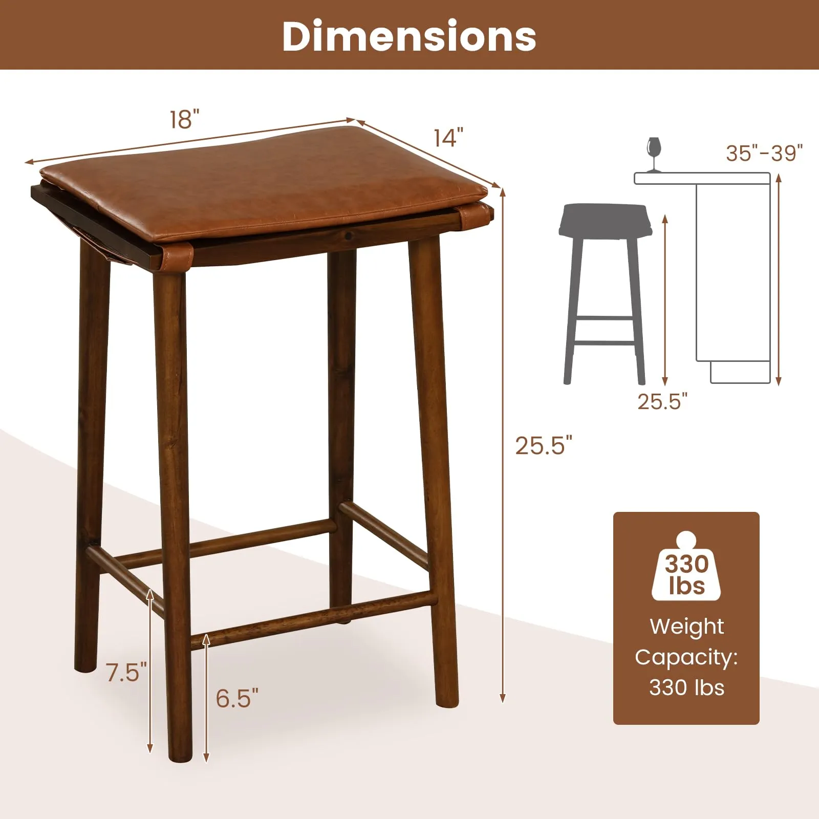 Giantex Bar Stools Set of 4, Wooden Backless Barstools for Kitchen Island