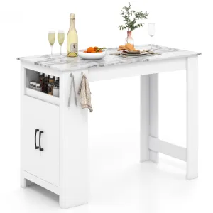 Giantex Bar Table, 47 Counter Height Dining Table with 7 Hanging Hooks, Compartment, Cabinet & Adjustable Shelf farmhouse dining table, extendable dining table
