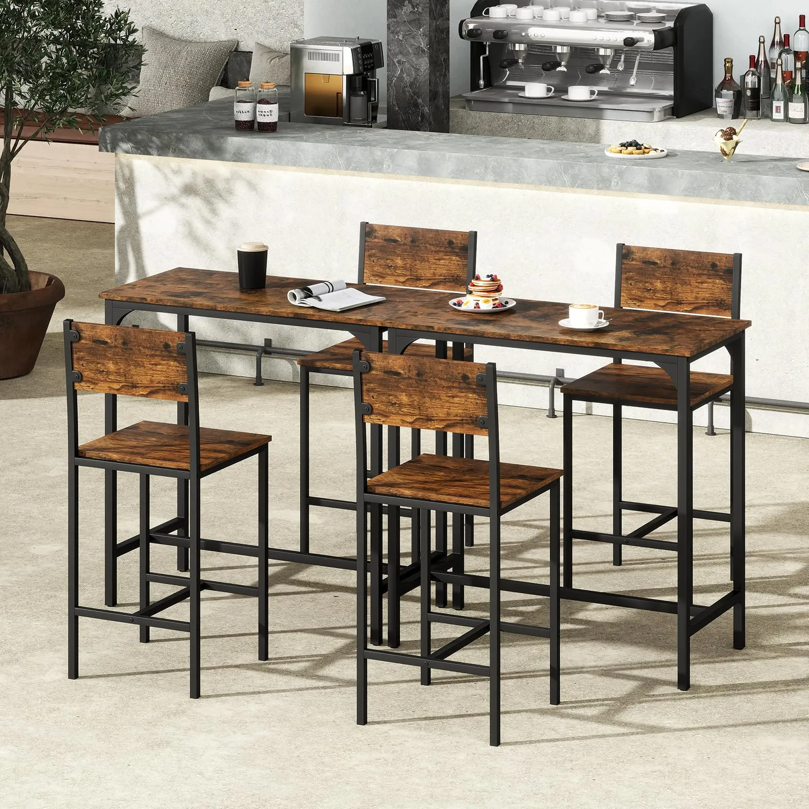 Giantex Bar Table and Chair Set with 2 Counter Height Bar Stools