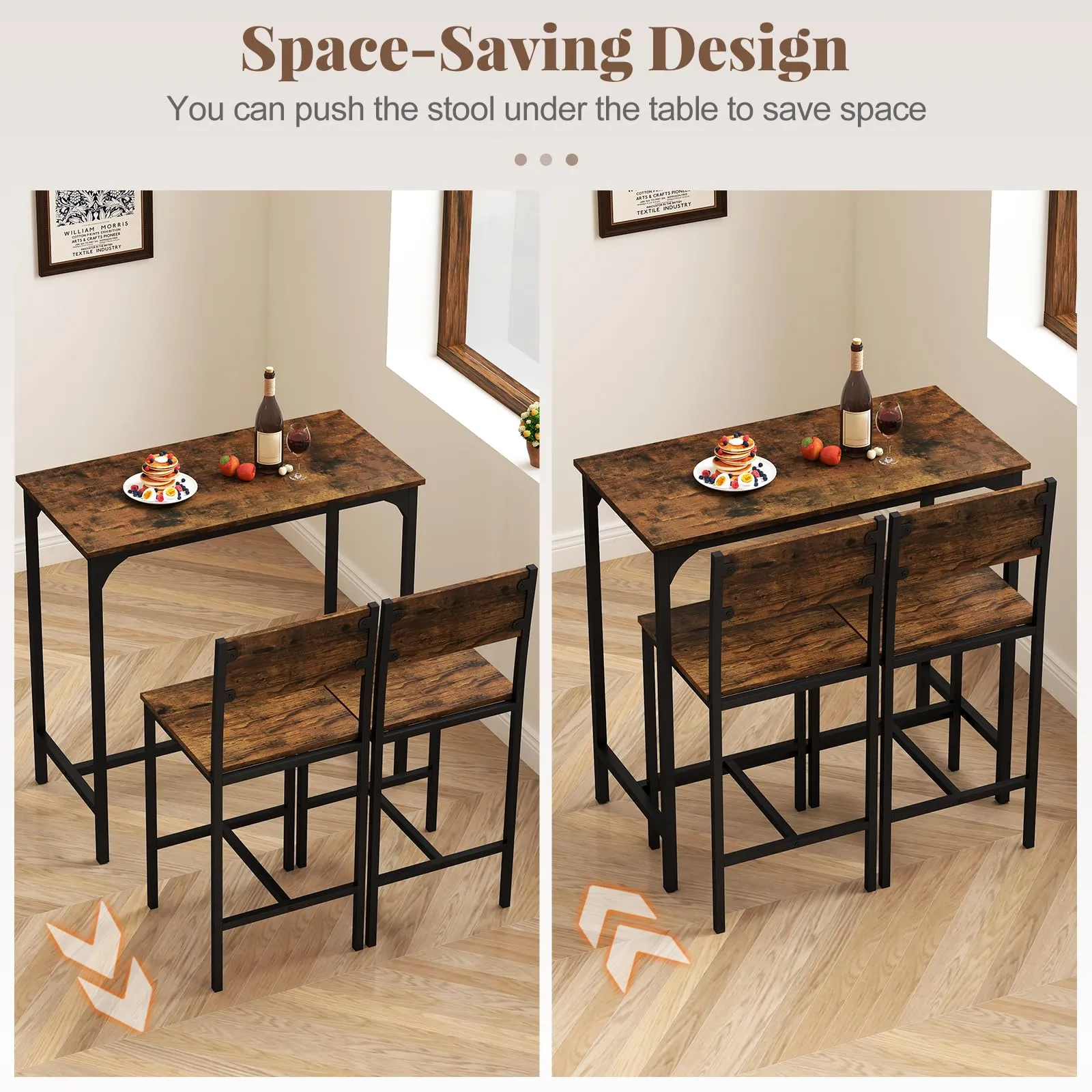 Giantex Bar Table and Chair Set with 2 Counter Height Bar Stools