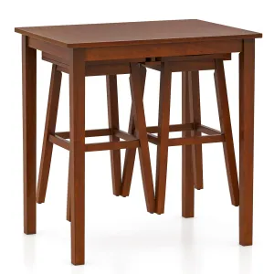 Giantex Bar Table and Chairs Set - 3-Piece Counter Height Dining Table Set with Hangable Bar Stools tablecloth, dining table