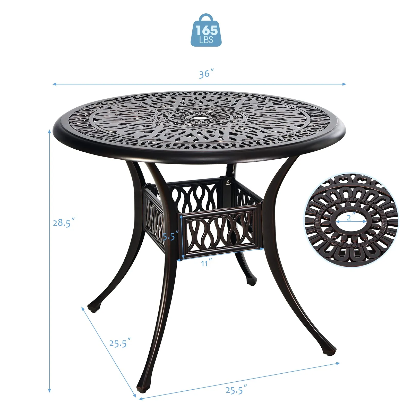 Giantex Bistro Table, Cast Aluminum Round Dining Table