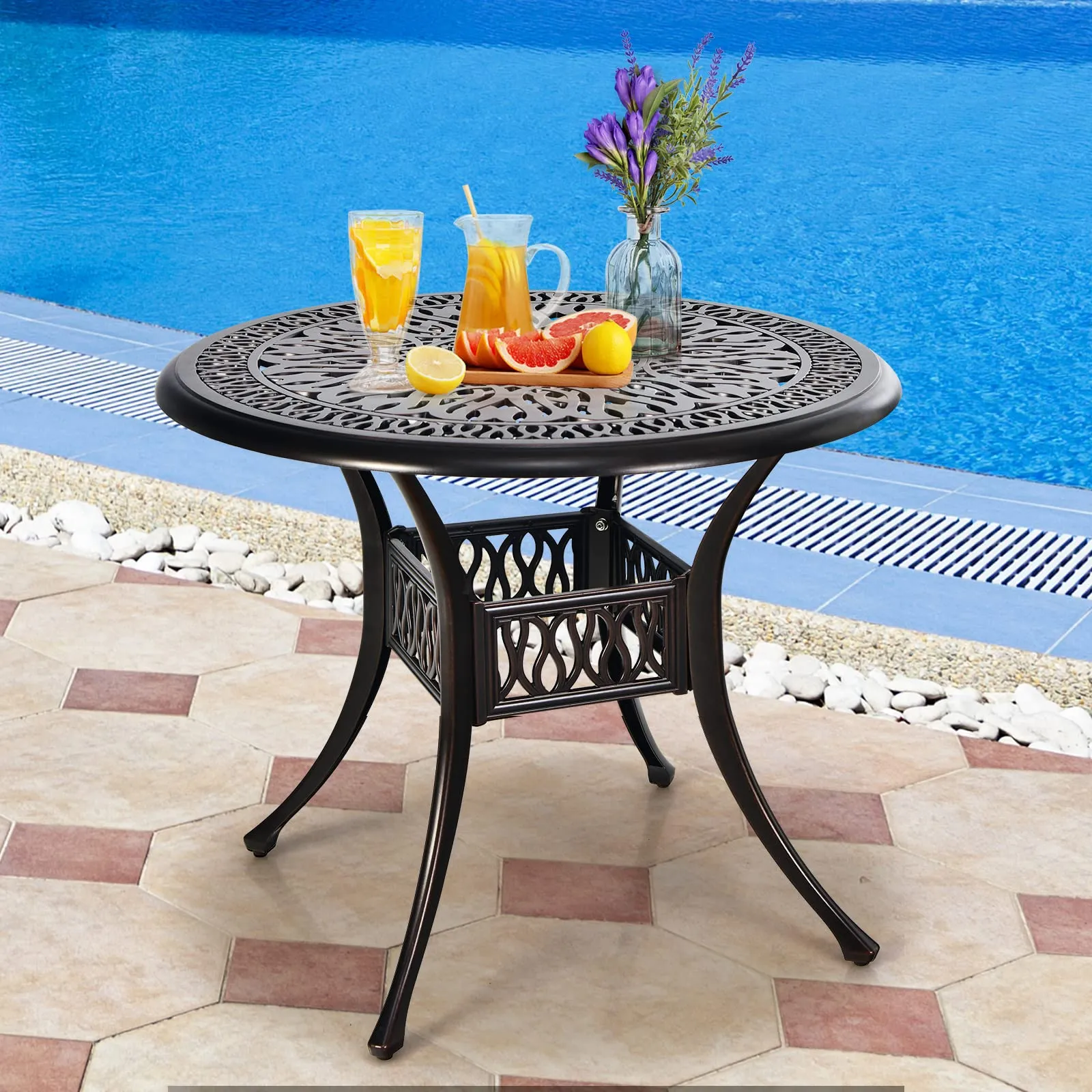 Giantex Bistro Table, Cast Aluminum Round Dining Table