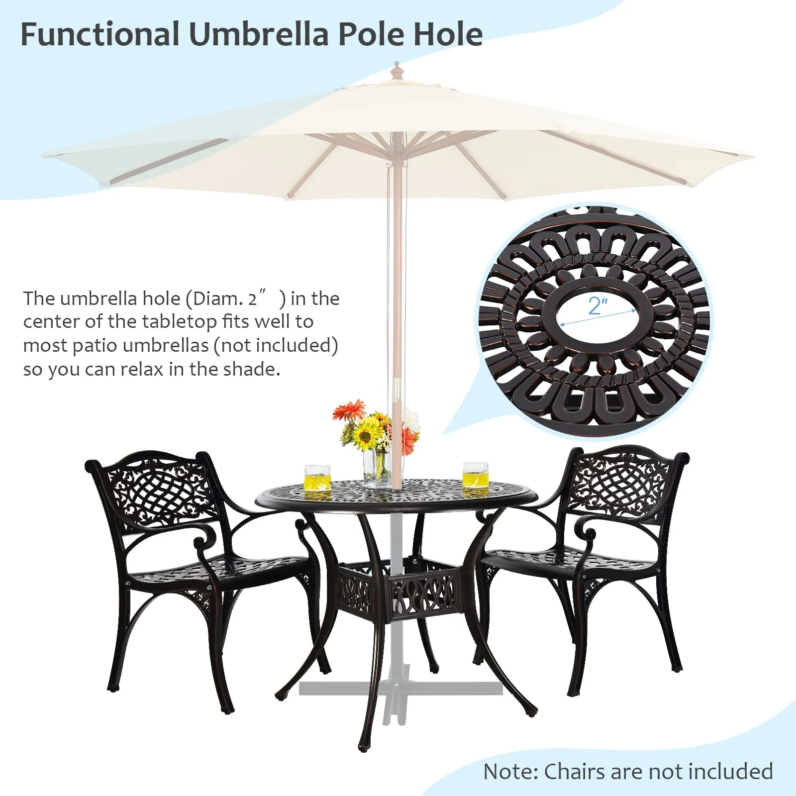 Giantex Bistro Table, Cast Aluminum Round Dining Table