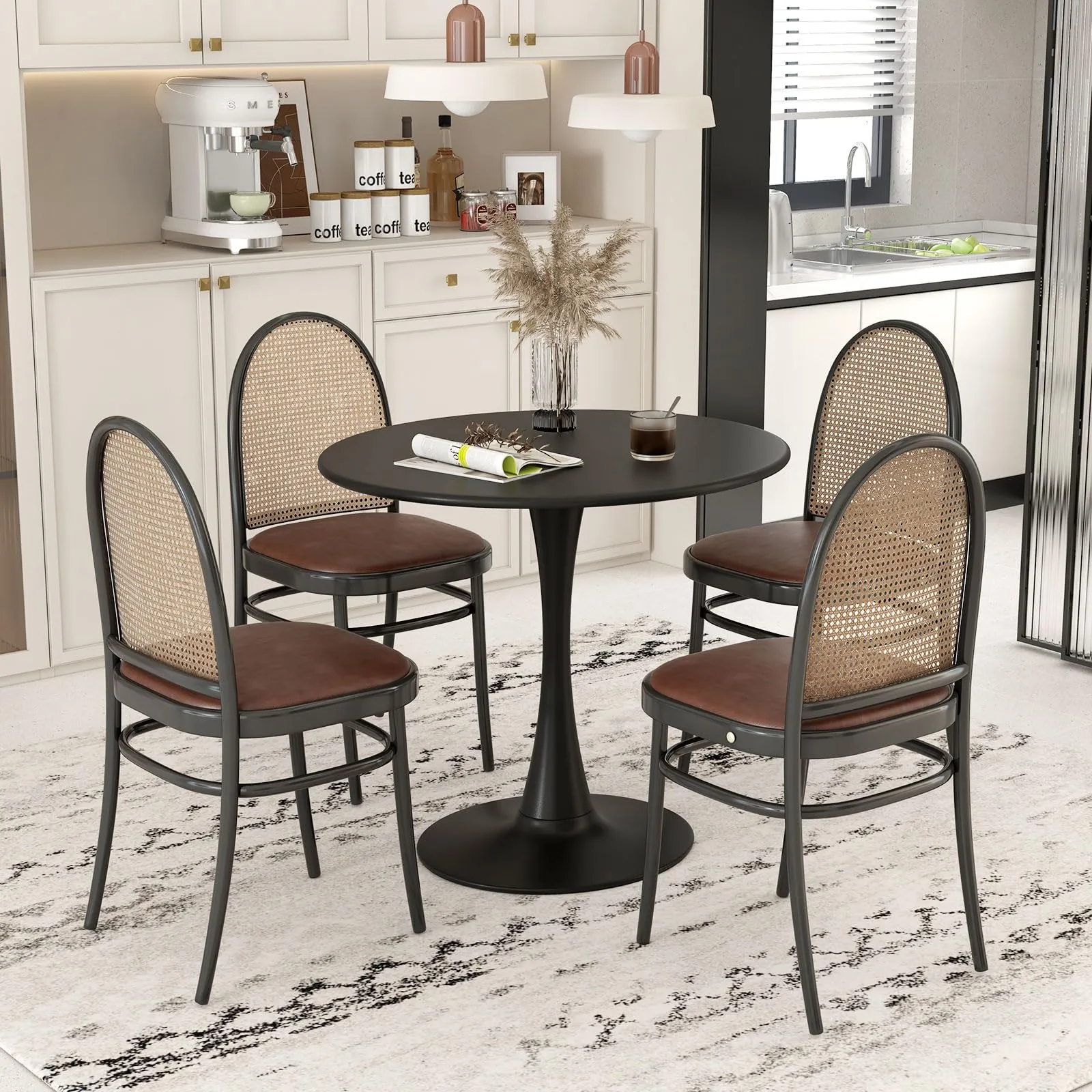 Giantex Black Round Dining Table