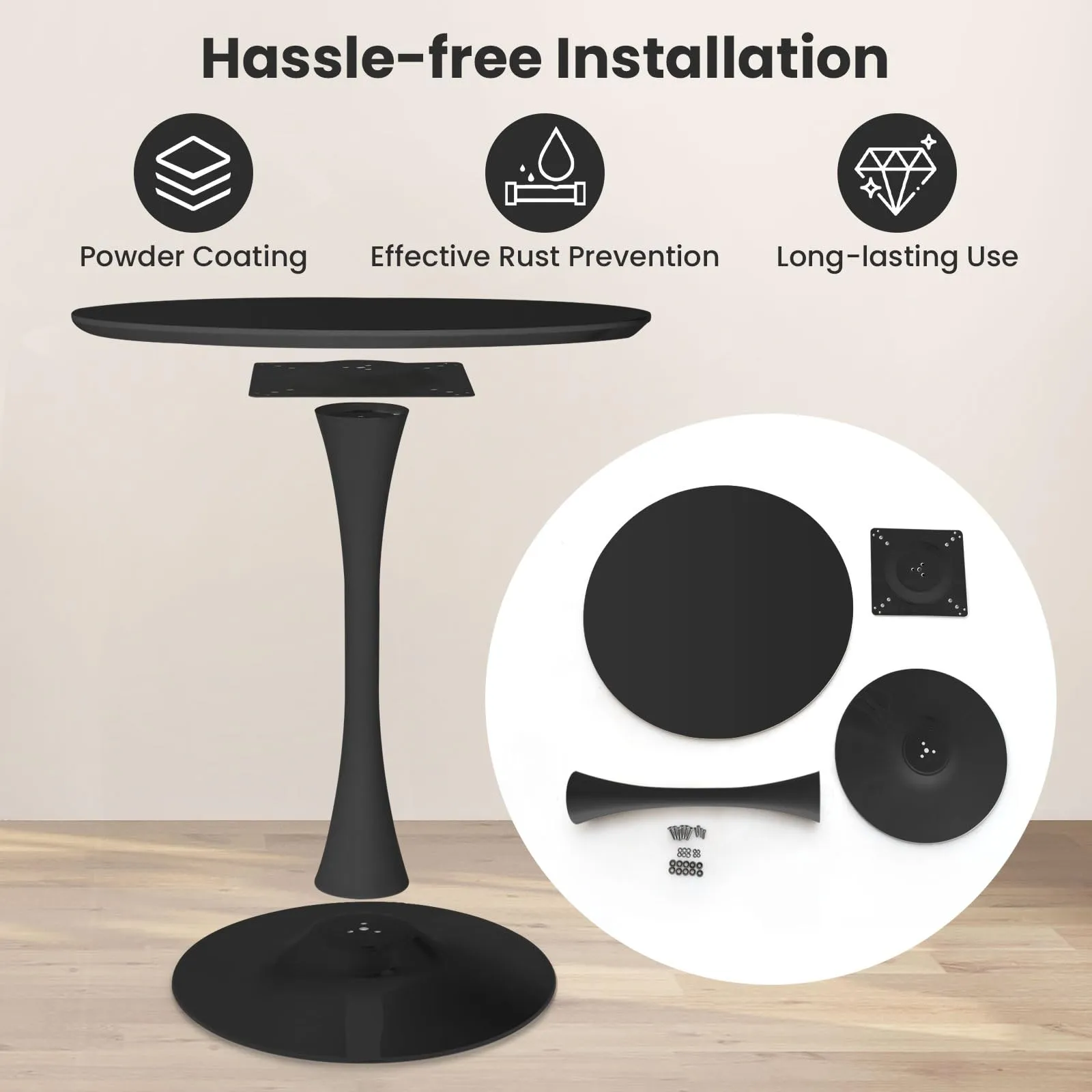 Giantex Black Round Dining Table