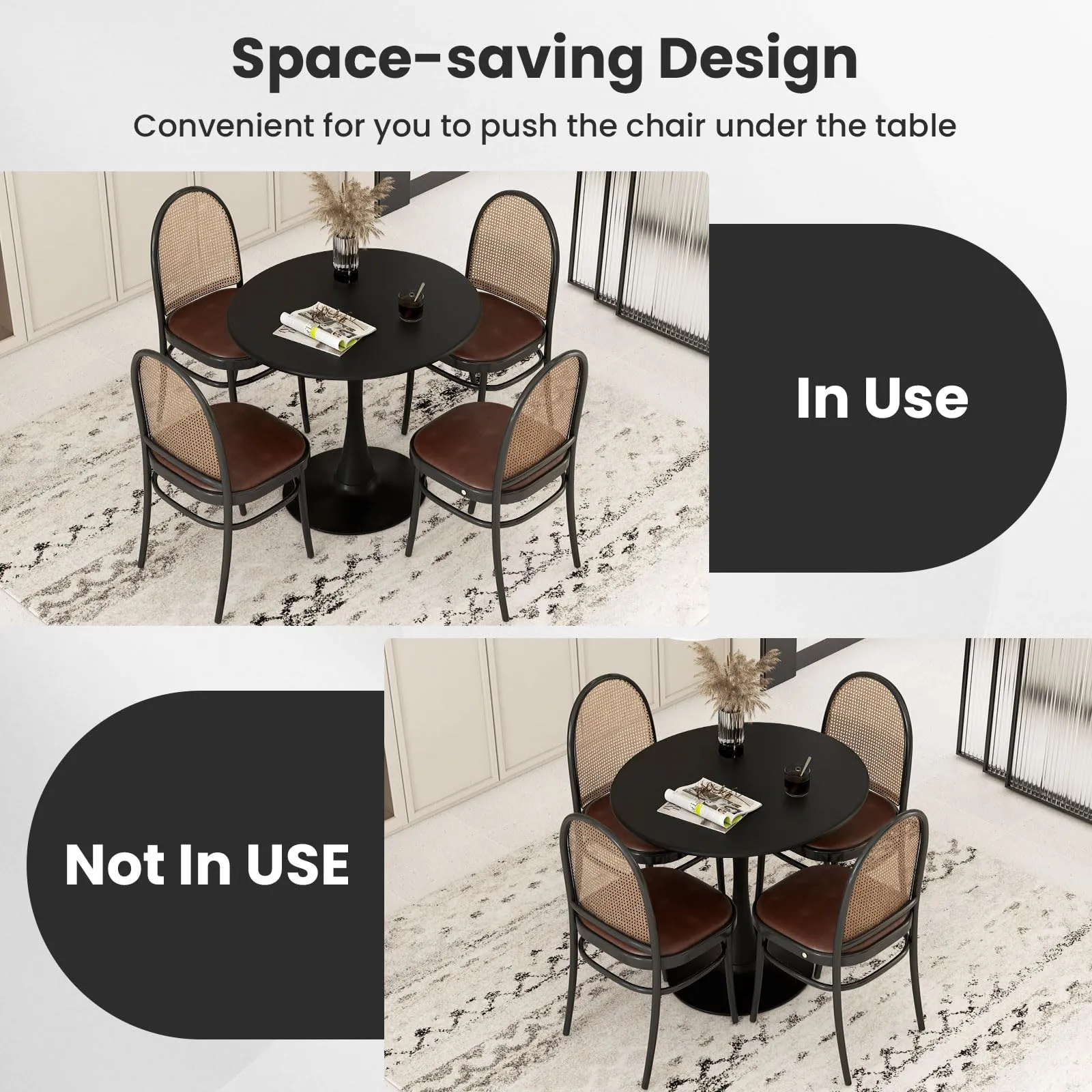 Giantex Black Round Dining Table