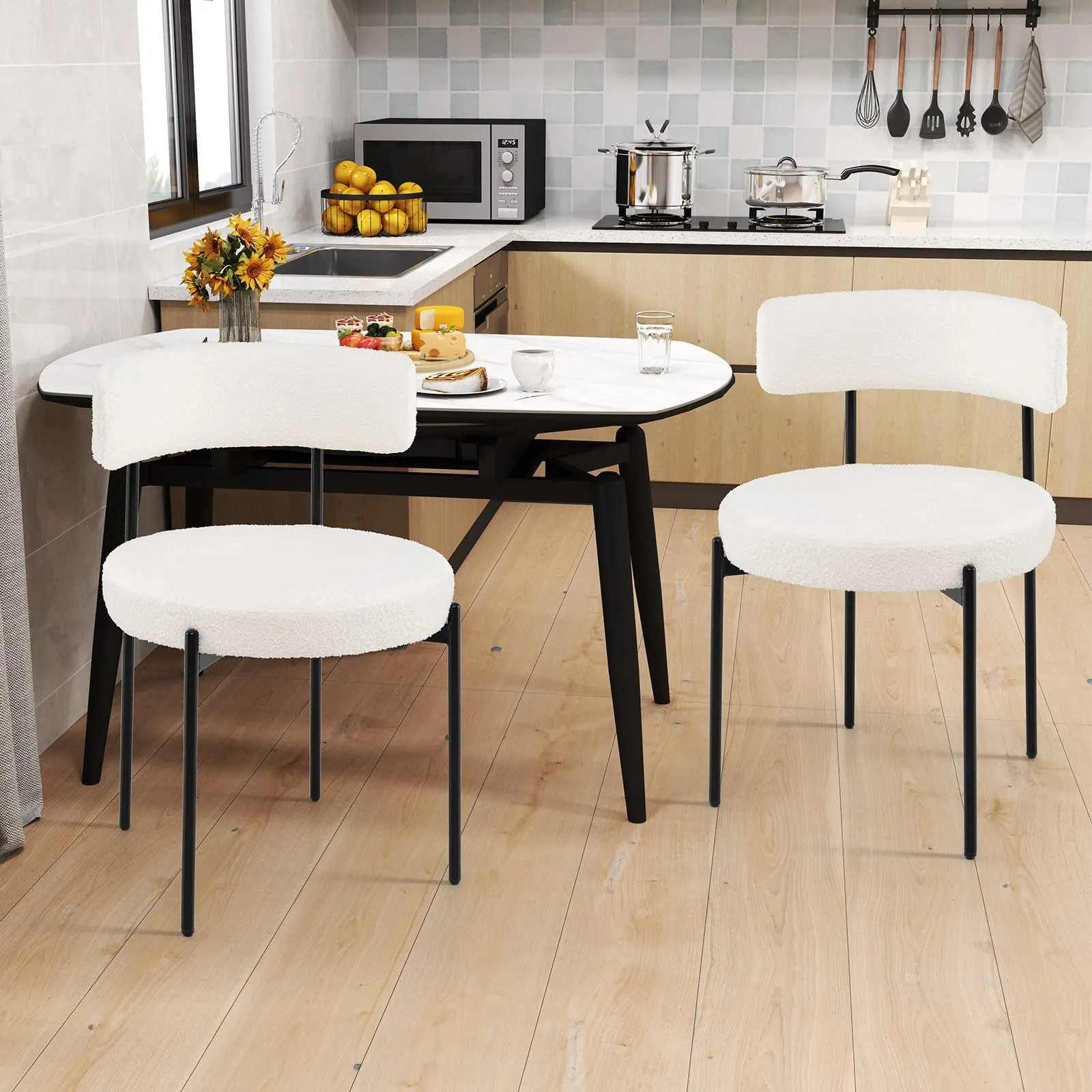 Giantex Boucle Dining Chairs Set of 2