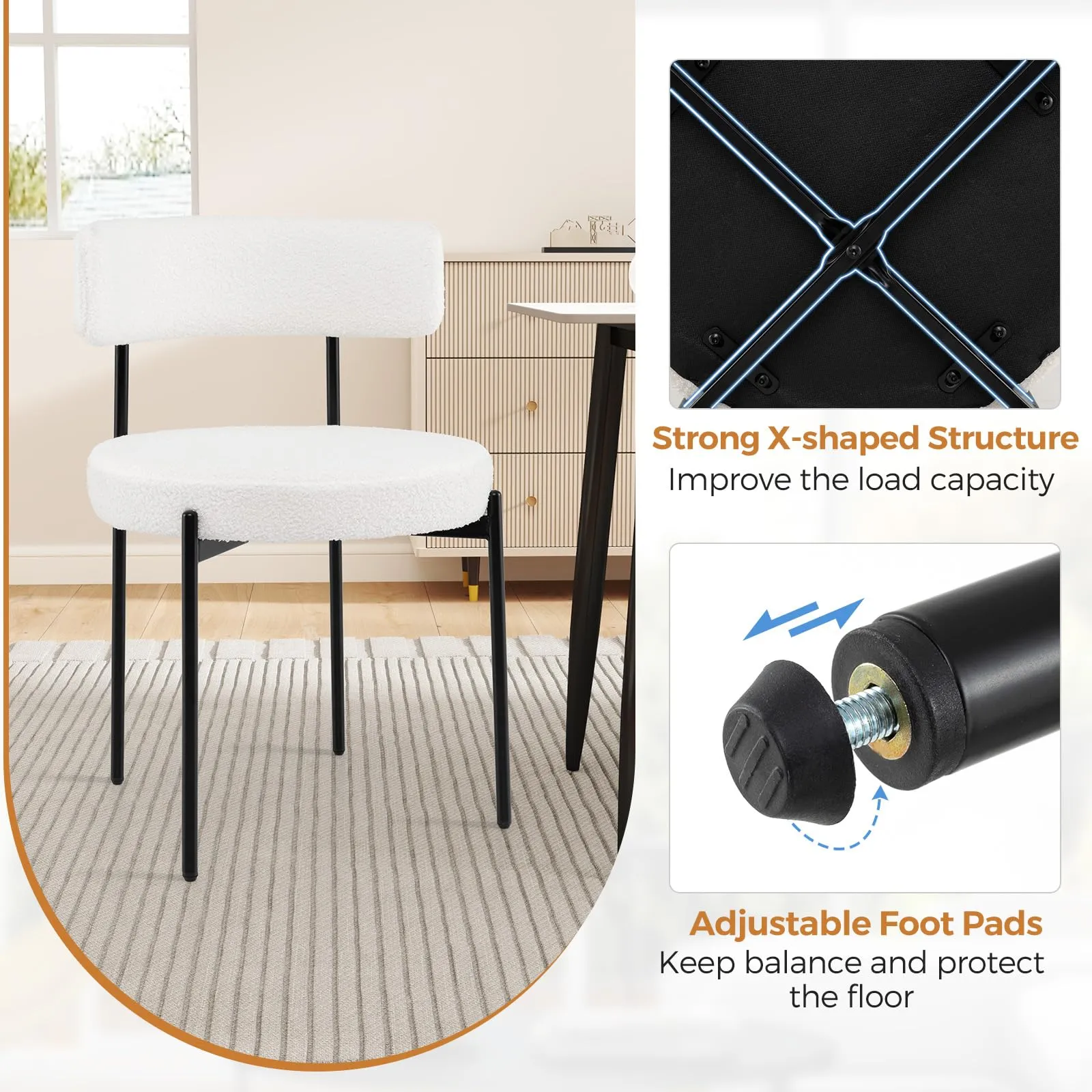 Giantex Boucle Dining Chairs Set of 2